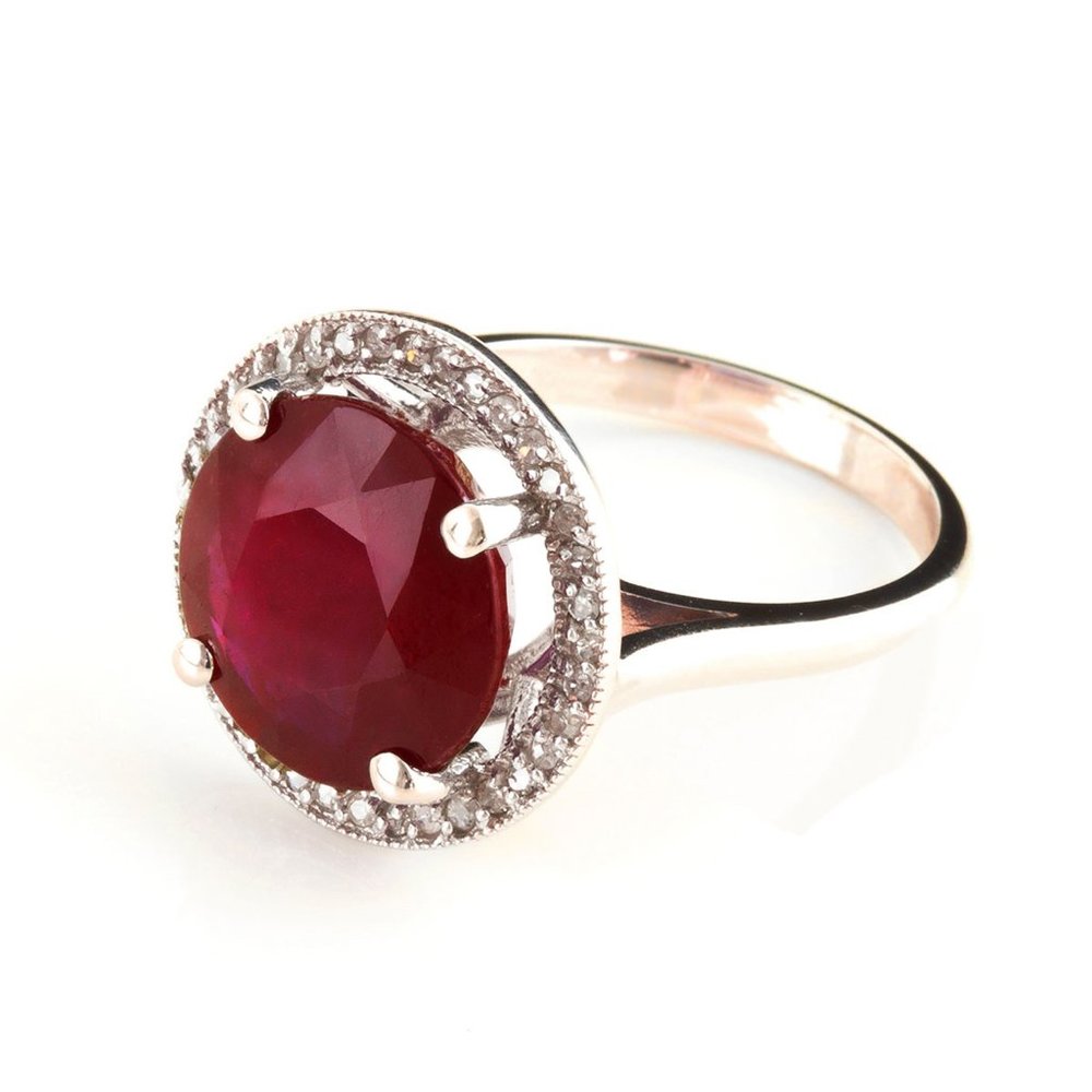 14K. SOLID GOLD RING WITH NATURAL DIAMONDS & RUBY - Picture 1 of 6